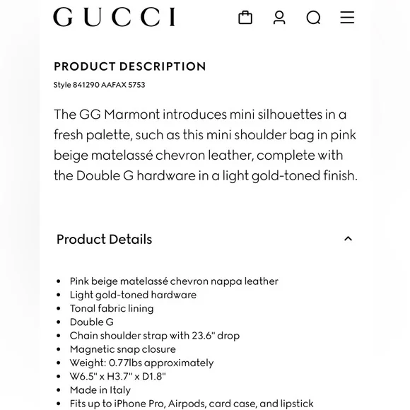 Gucci Calfskin Matelasse Super Mini GG Marmont Shoulder Bag - Porcelain Rose - Picture 16 of 17